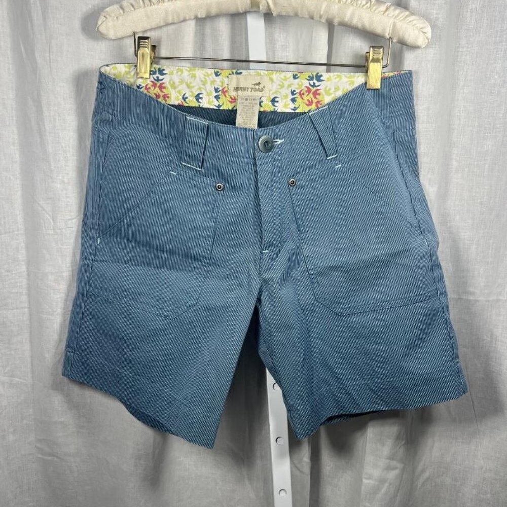 NWOT Horney Toad Organic Cotton Blend Shorts in Blue Stripe - Size 4